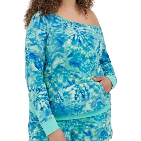 TORRID Active Sweatshirt, 2/2X, Tie-dye, Wide neck/off shoulder, Long sleeves - Picture 11 of 11